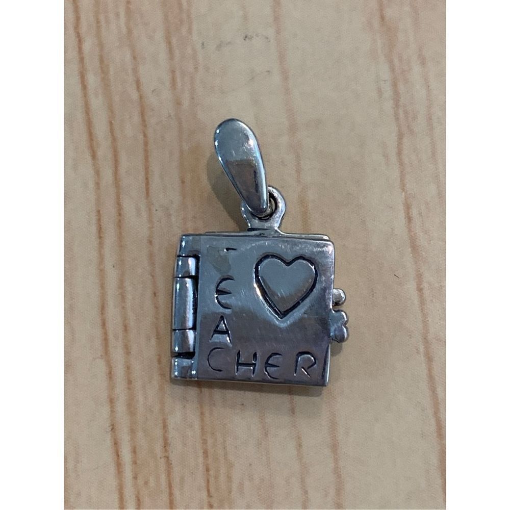 .925 Vintage Teacher Book Sterling Silver Jewelry Charm